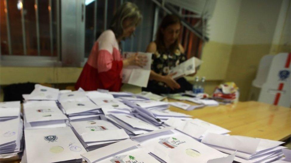 Vote counting in Lebanon, 6 May 2018