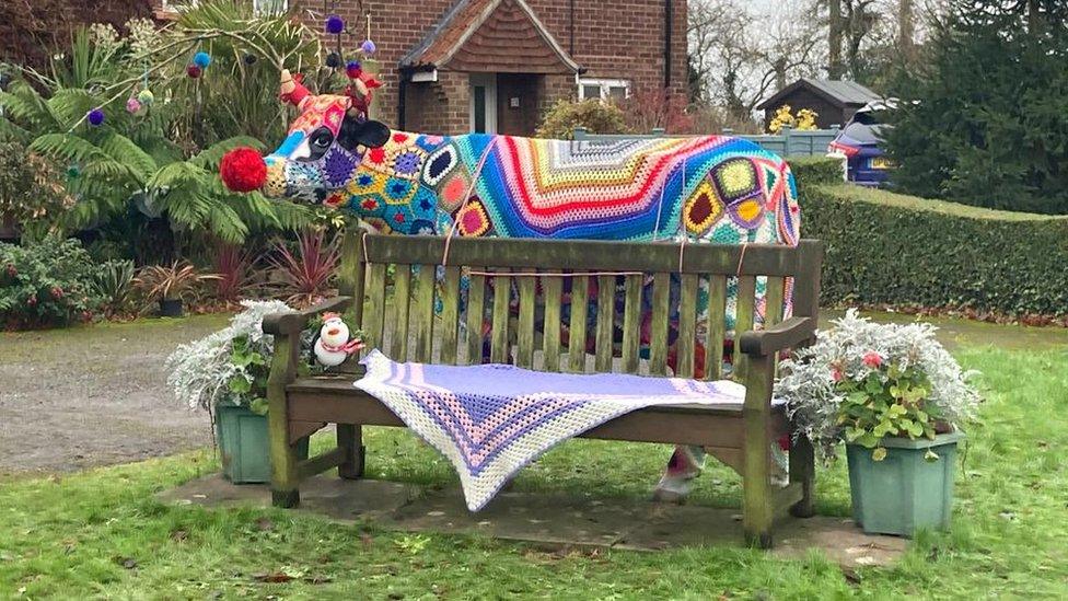 crocheted cow