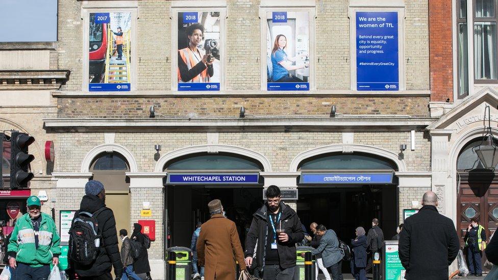 The outside of Whitechapel Tube station