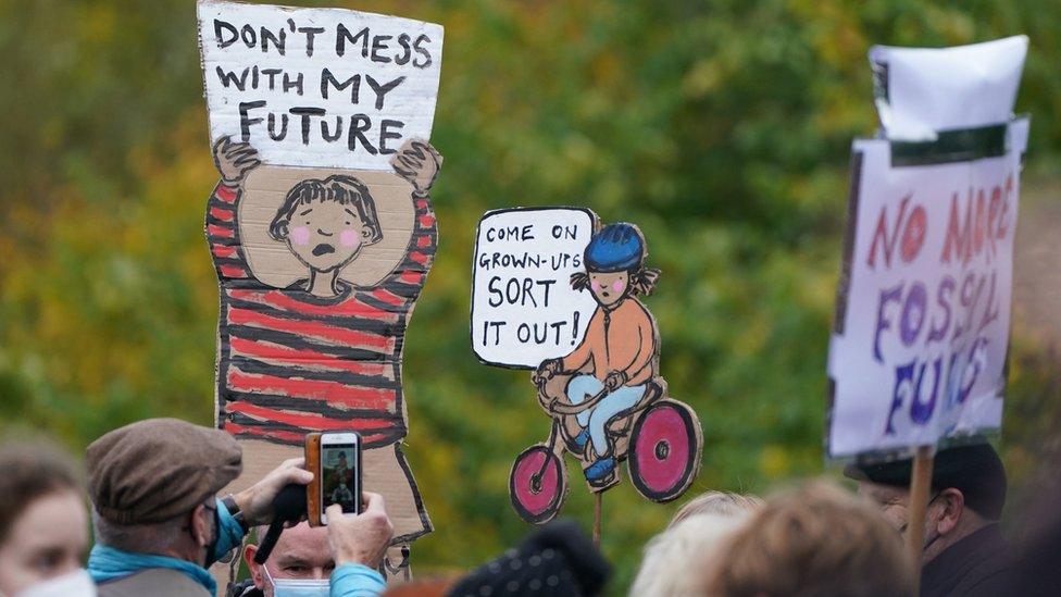 Signs at the climate march