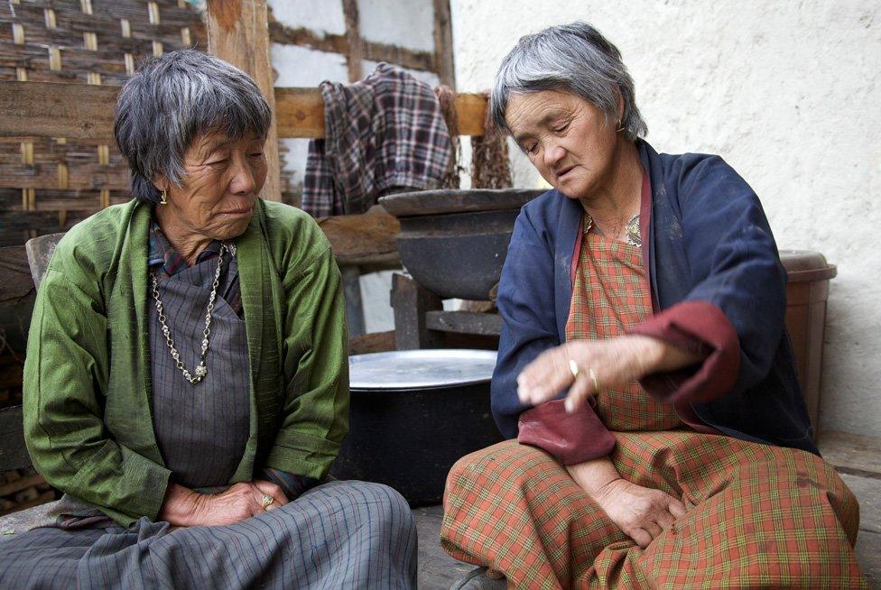 Pem Dorji and a friend in the village