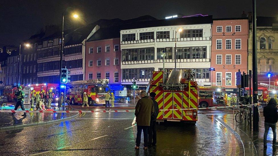 Emergency services at the Quilted Camel on Sandhill, Newcastle upon Tyne