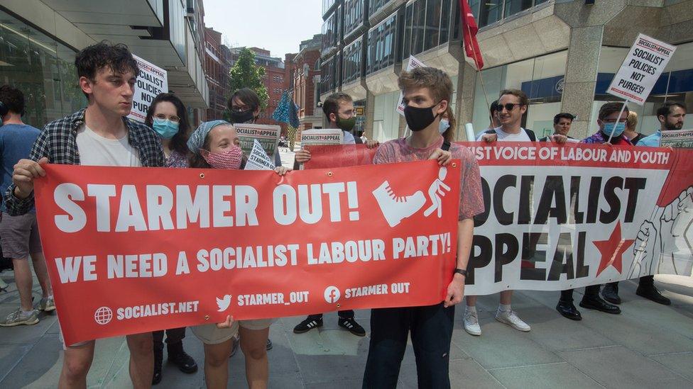 Protesters outside Labour headquarters