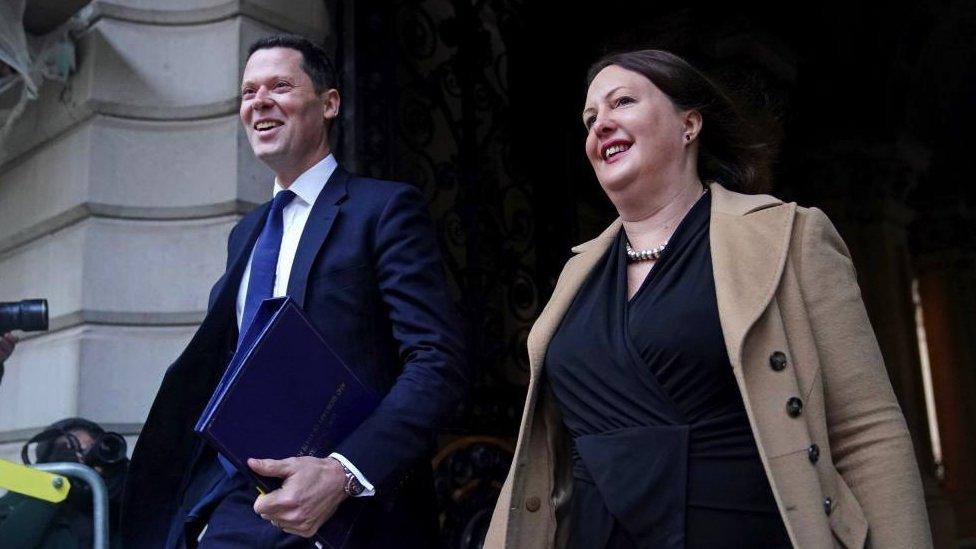 Justice Secretary Alex Chalk and Attorney General Victoria Prentis arriving in Downing Street