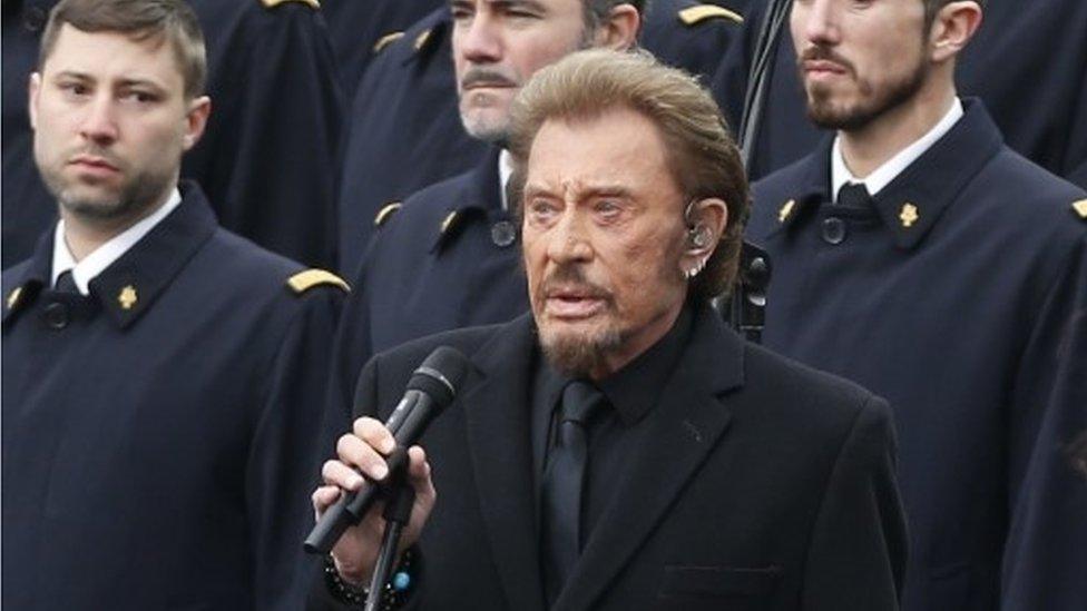 French singer Johnny Hallyday at the Place de la Republique, 10 January 2015