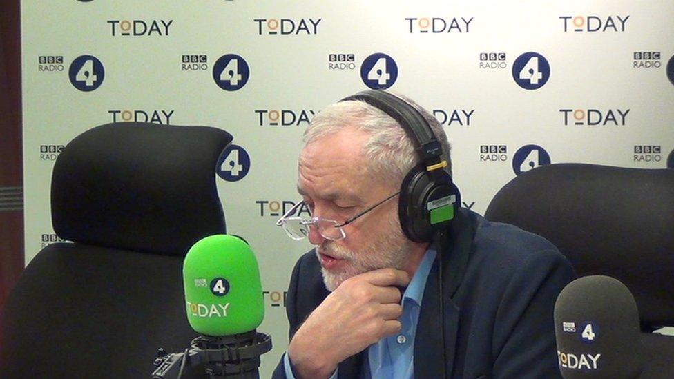 Jeremy Corbyn being interviewed on the Radio 4's Today