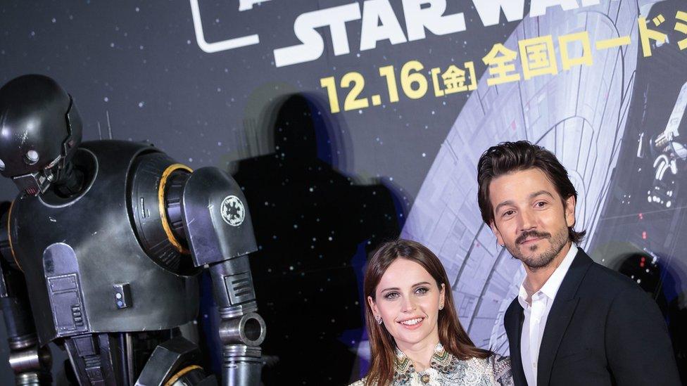 Felicity Jones and Diego Luna at the Japanese premiere of Rogue One