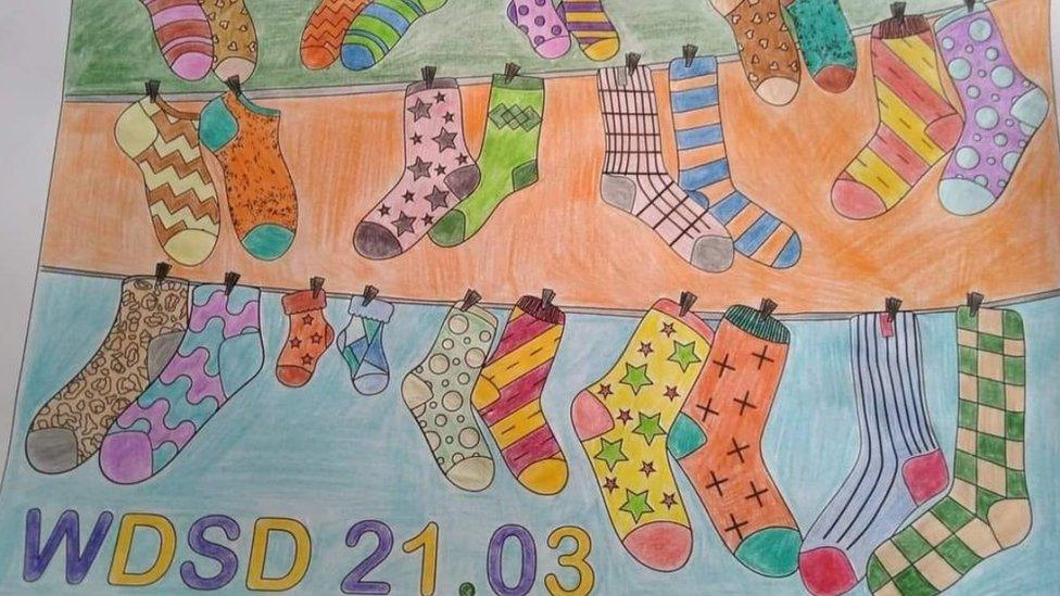 Coloured sock poster