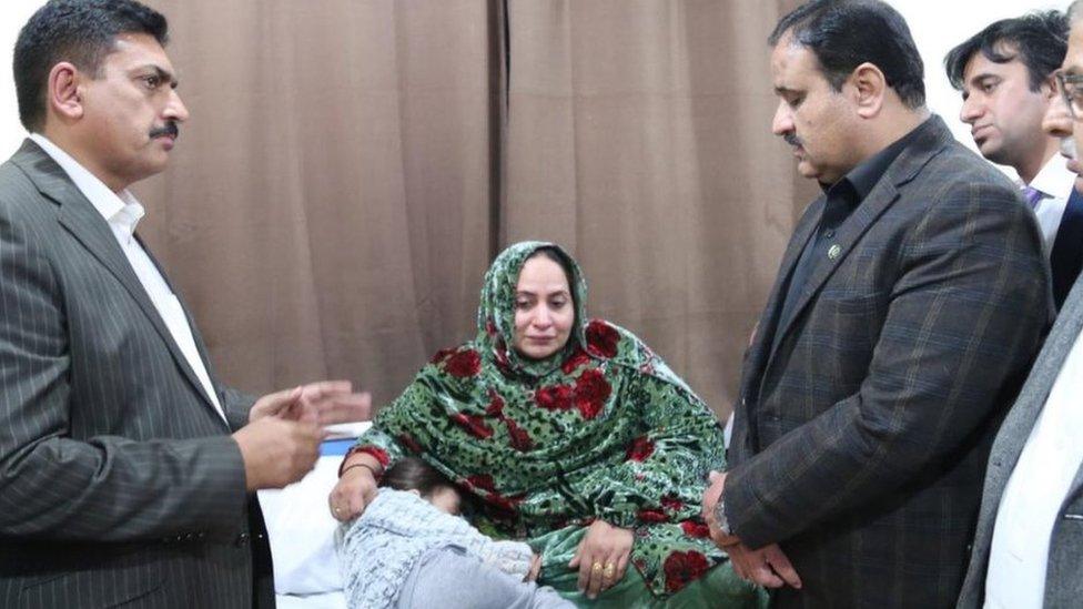 Punjab Chief Minister Usman Buzdar (right) visited the surviving children in hospital