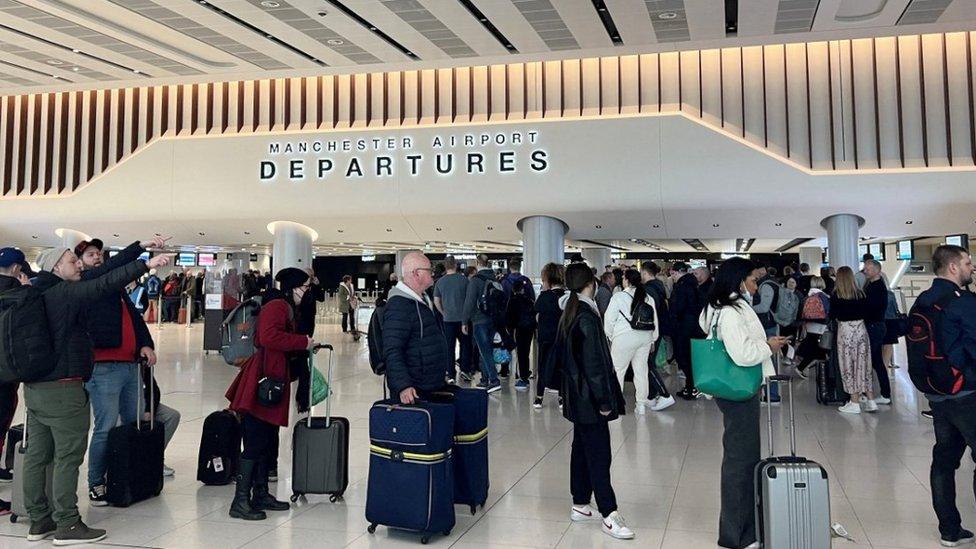 Queues at Manchester Airport