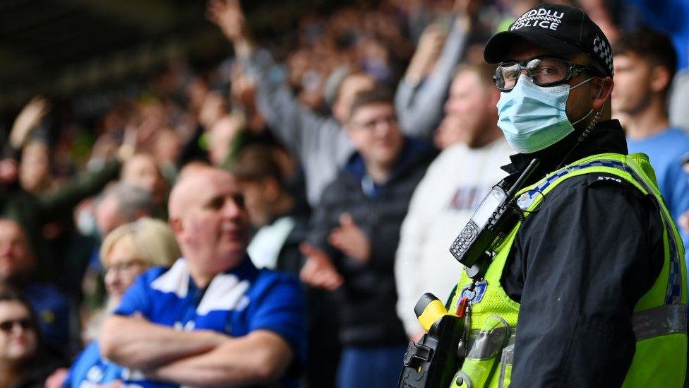 Welsh police officer at football match