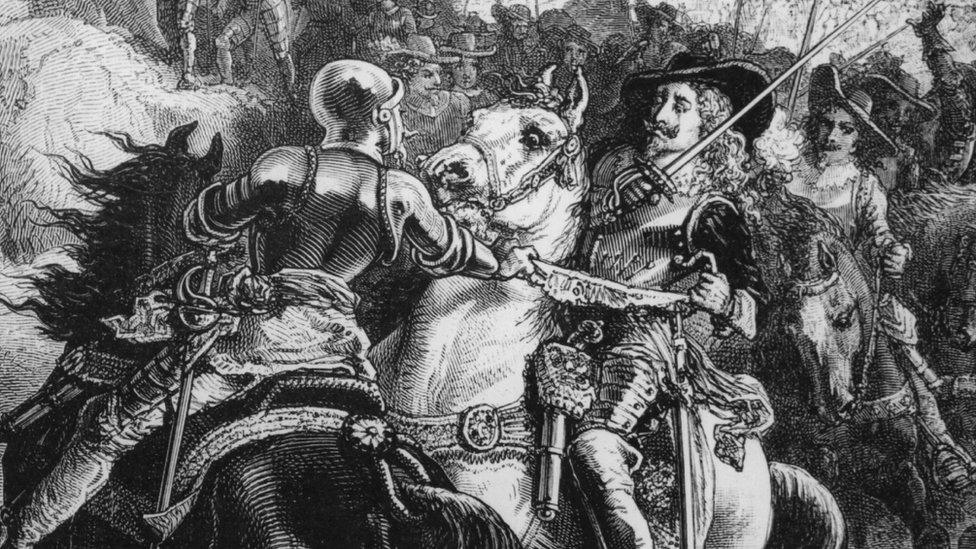 The Battle of Naseby showing Charles I