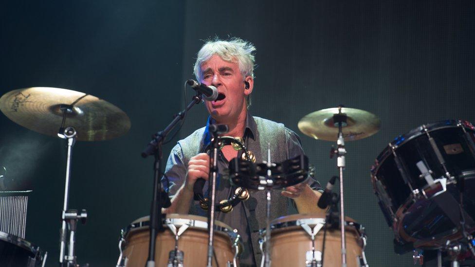 Malcolm 'Calum' Macdonald of Runrig performs on stage at Edinburgh Castle