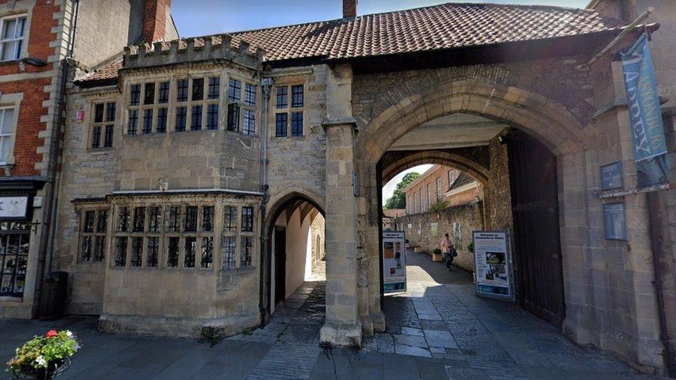 The entrance to Glastonbury Abbey