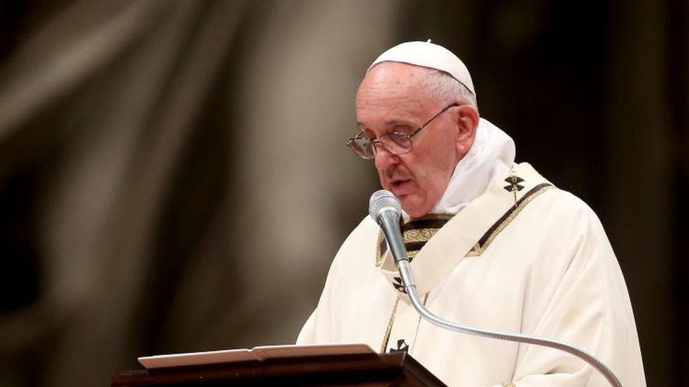 Pope Francis delivers his homily during the Christmas Night Mass at St. Peter's Basilica (24 December 2015)