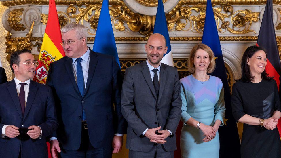 Five foreign ministers meet in Paris on Wednesday - Spain's Jose Manuel Albares, Ukraine's Andrii Sybiha, France's Jean-Noel Barrot, EU foreign policy chief Kaja Kallas and, Germany's Annalena Baerbock