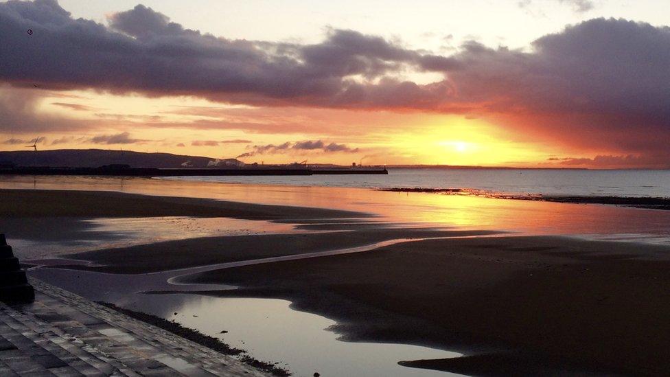 Dawn across Swansea Bay