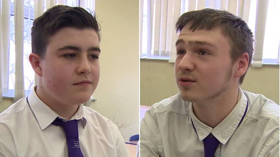 Two pupils at Ysgol Bro Pedr