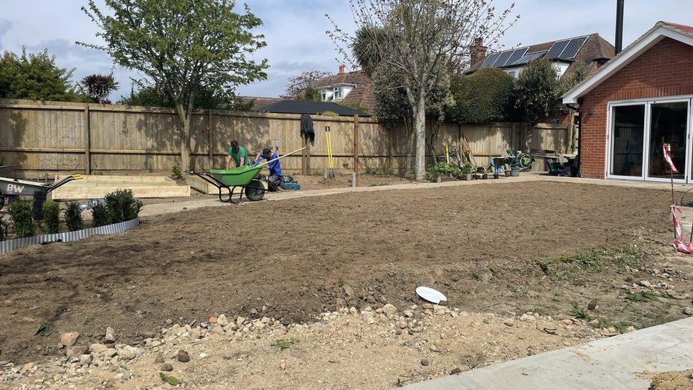 Students working in a Felixstowe garden