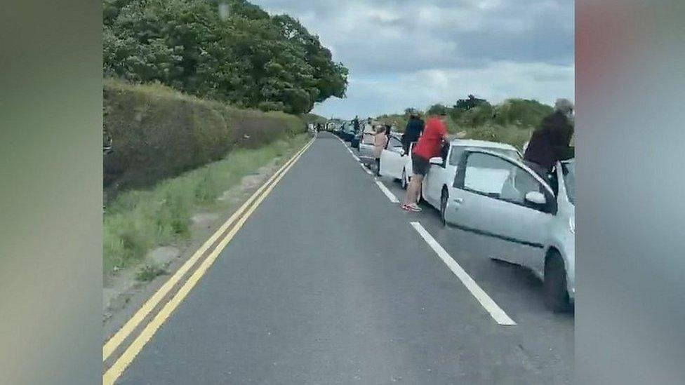 Queues on A67 in Yarm