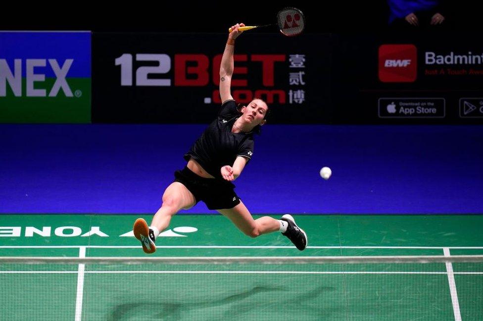 Kirsty in action at the All England Open Badminton Championships earlier this month