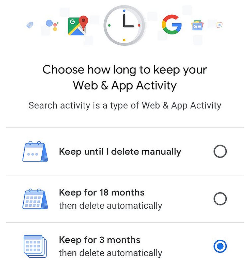 Google settings page