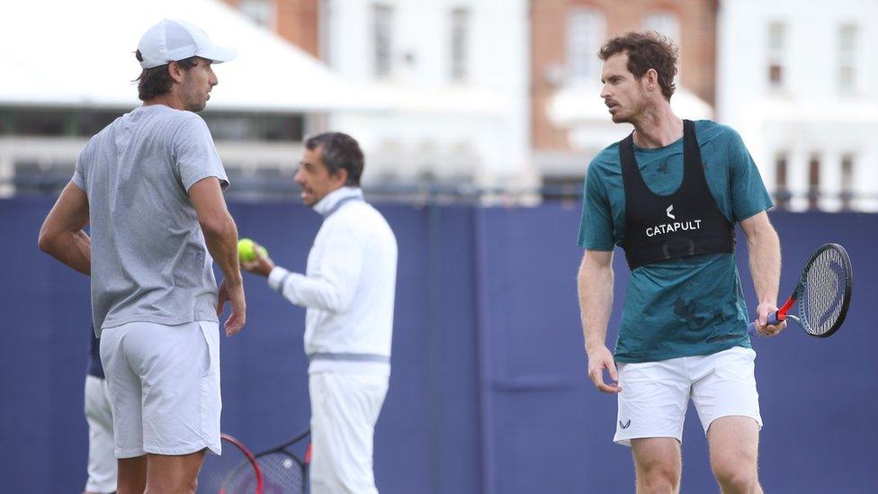 andy-murray-and-feliciano-lopez-at-practice