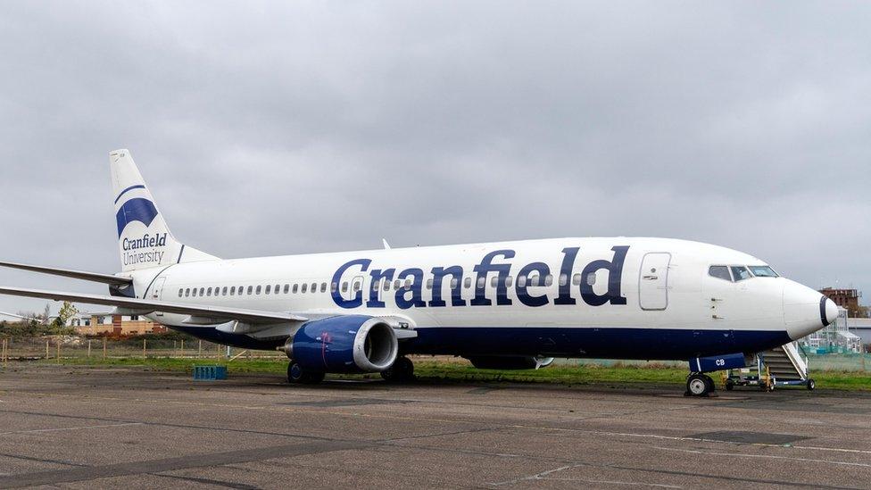 A Boeing 747 plane at Cranfield University