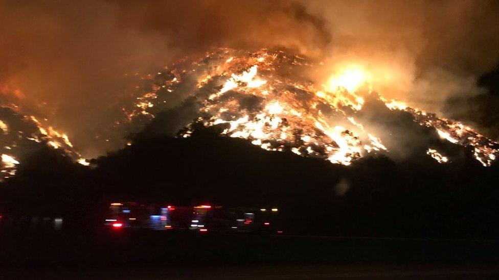 wildfire near Getty Centre