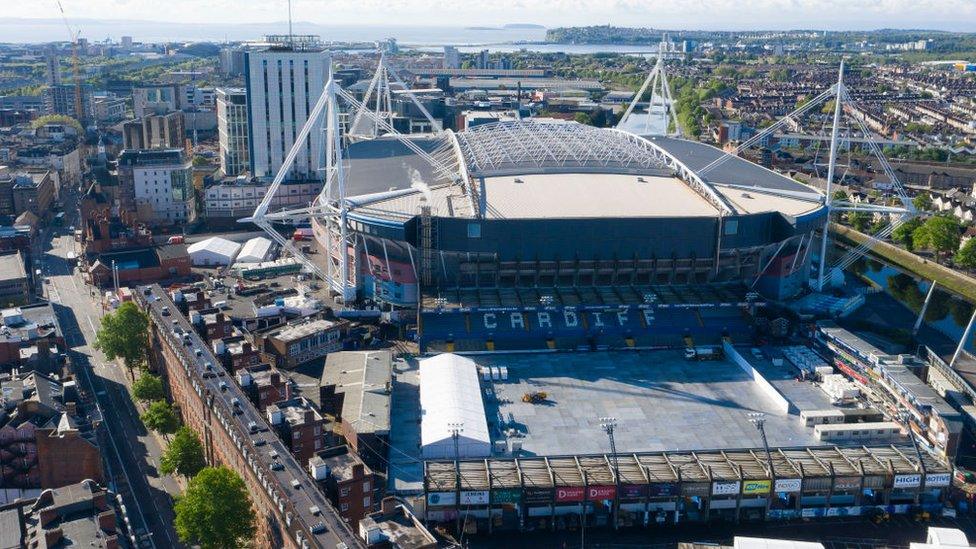 An aerial view of Cardiff