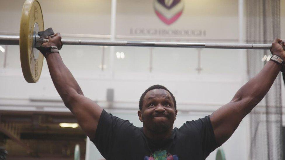 Dillian Whyte doing weights at Loughborough University