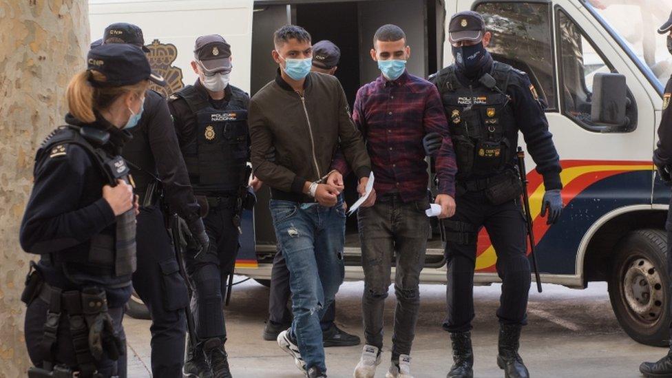 Two suspects are brought before a judge in Palma de Mallorca