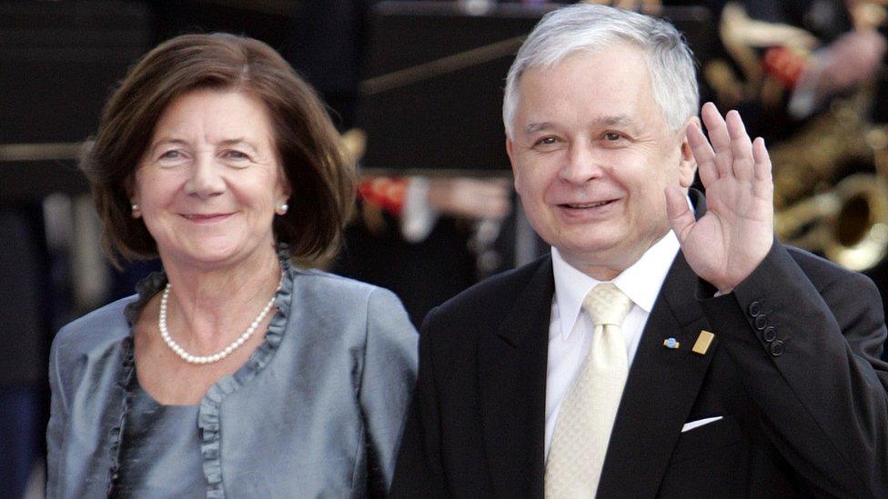 Lech Kaczynski and his wife Maria in Paris. July 2008