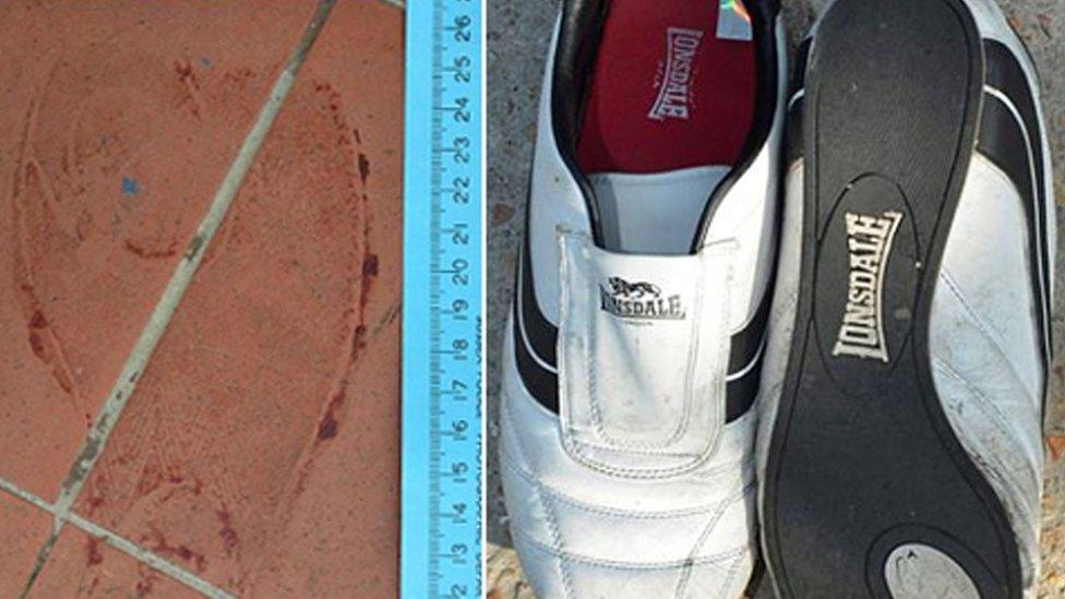 Trainers matching a blood-stained footprint