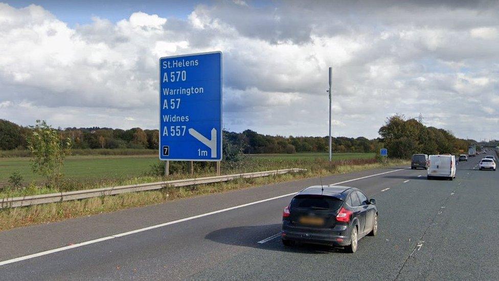 Junction 7 of M62 sign