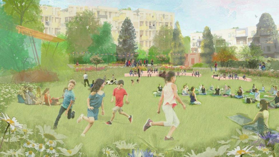 Artist's impression of green space at Bristol Zoo Gardens