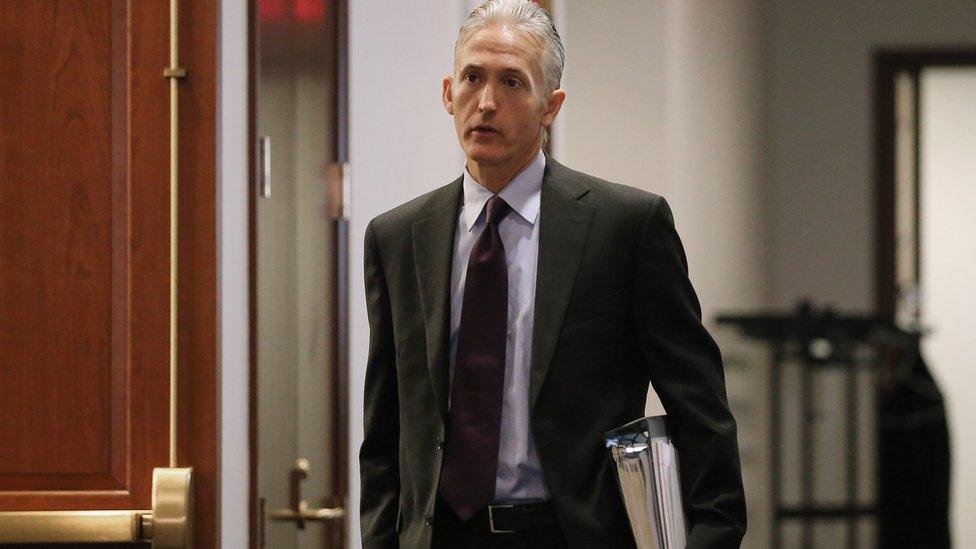 Republican Congressman Trey Gowdy walks to a committee hearing on the 2012 Benghazi attacks.