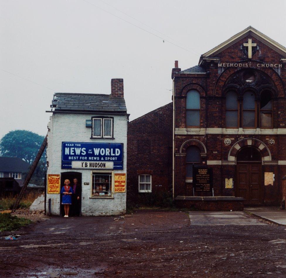 Mr and Mrs Hudson, newsagents, Seacroft, Leeds, 1974