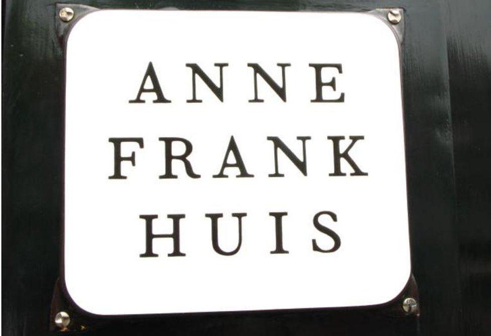 A plaque outside the Anne Frank museum in Amsterdam