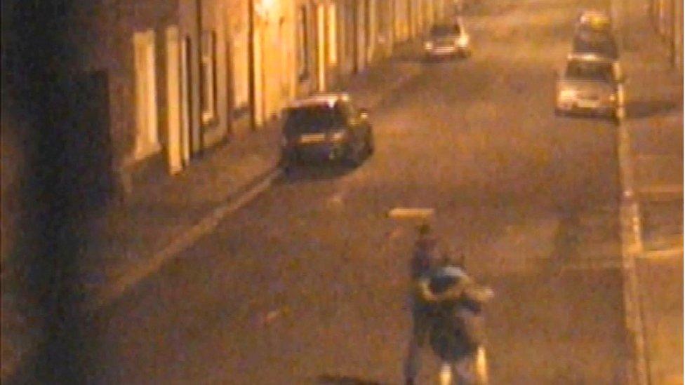 CCTV of girls returning to 14 Stephen Street in the early hours