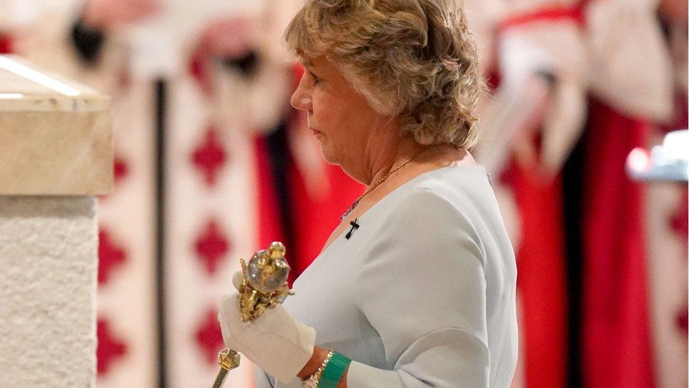 Lady Dorrian carrying the sceptre