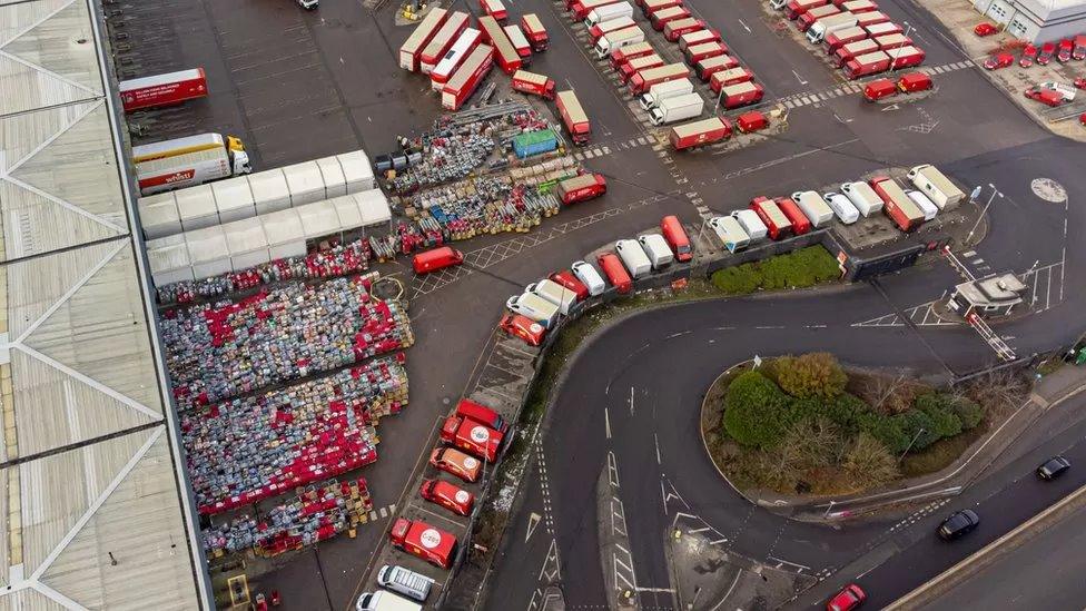 Packages at the Filton distribution centre