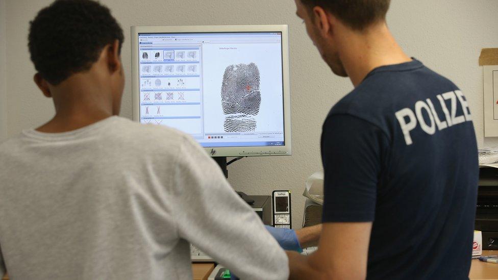 Fingerprint scan in Rosenheim, Germany, 31 Aug 15