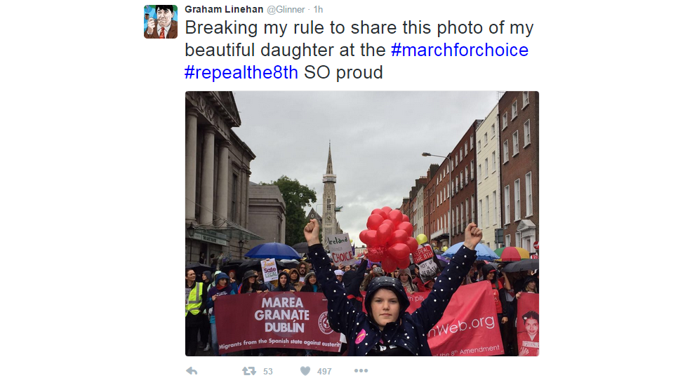 Tweet: "Breaking my rule to share this photo of this photo of my beautiful daughter at the #marchforchoice #repealthe8th so proud."