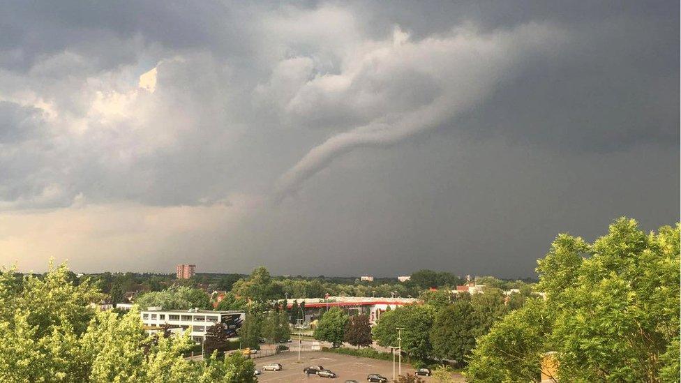 a vortex moves over Hamburg, 7 June