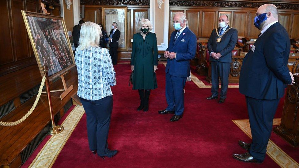 Prince of Wales and Duchess of Cornwall in Belfast City Hall on 18 May