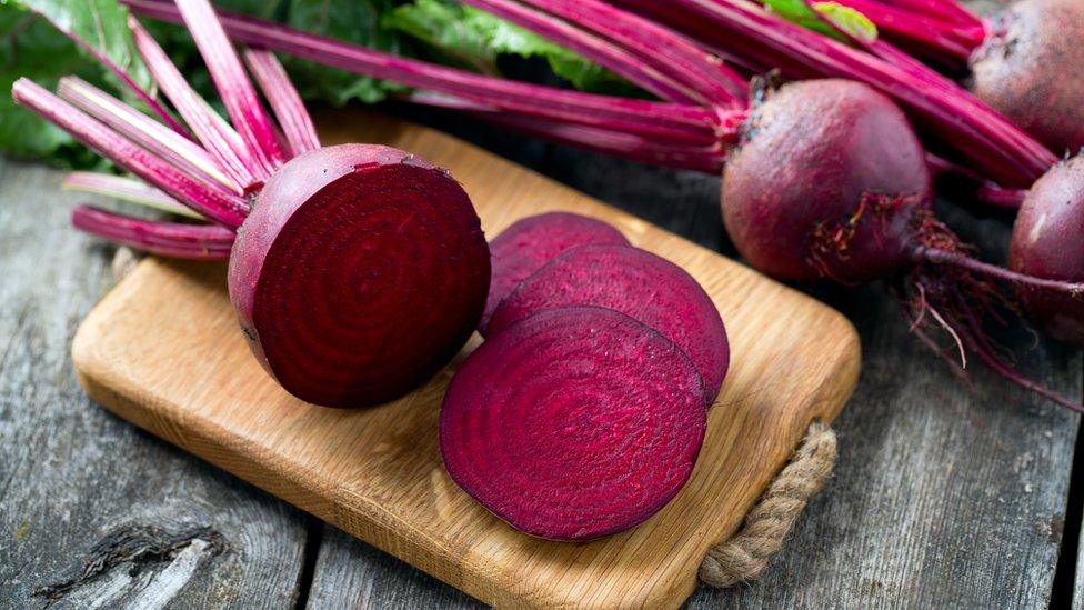 A sliced beetroot