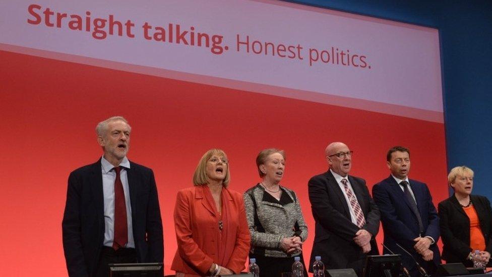 Jeremy Corbyn and other members of the National Executive Committee at last year's conference