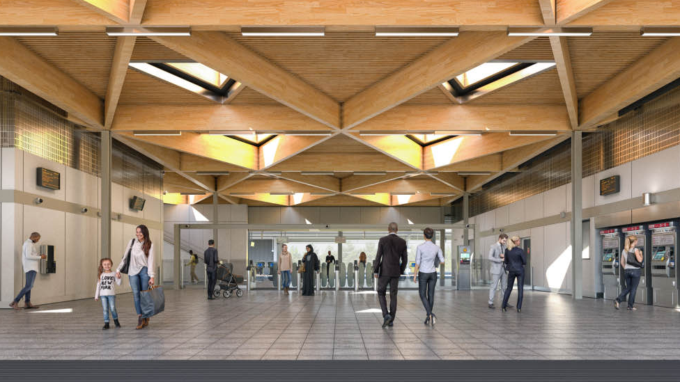 Artist impression of inside Beaulieu Park station