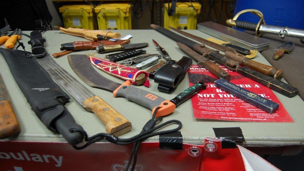 Knives on a table